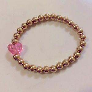 Alexa Leigh Gold Bracelet with Pink Heart Charm